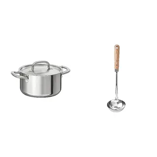 IKEA/VARDAGEN set: pot with lid + ladle, stainless steel + stainless steel/beech, 3.0 l