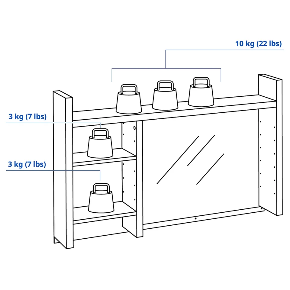 MICKE Add-on unit high, white, 105x65 cm