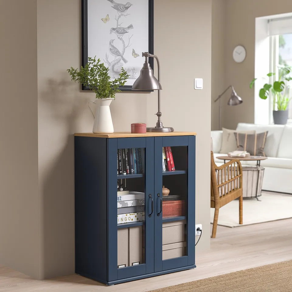 part: SKRUVBY cabinet with glass doors