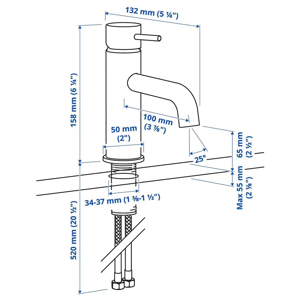 Illustration with measurements for the product: SALLSJÖN.
