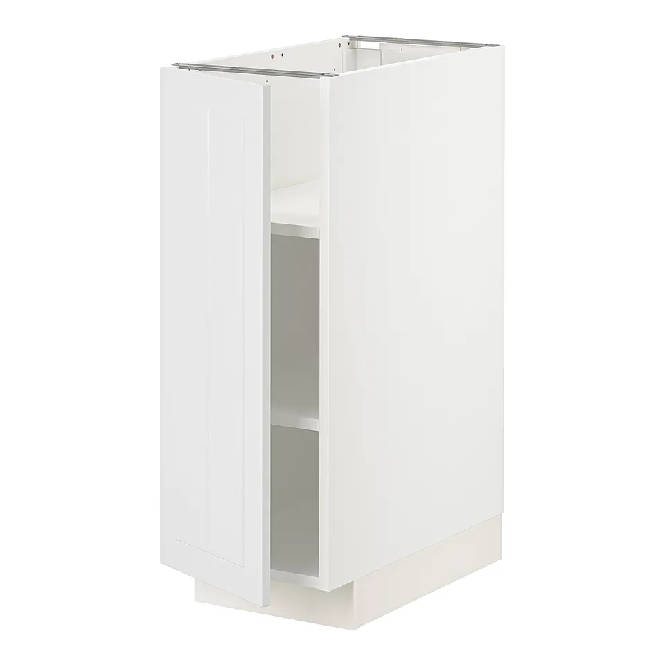 White METOD kitchen cabinet, rectangular, modern design, glossy finish.