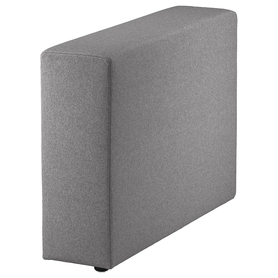 Grey JÄTTEBO modular sofa armrest. Recycled polyester cover, rectangular shape, modern design.