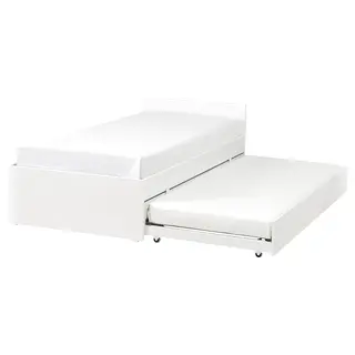 VIHALS bed frame with 1 trundle bed, white/Luröy, 90x200 cm