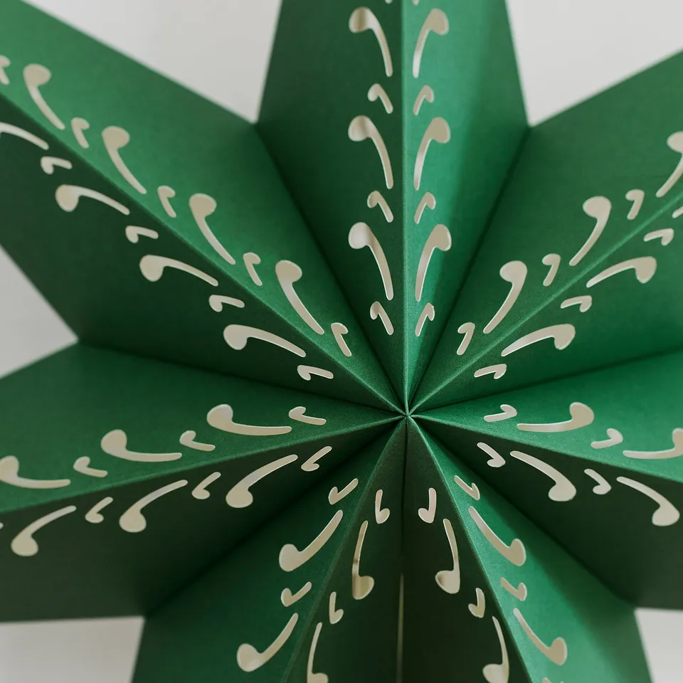 STRÅLA Lamp shade, paper star/green white, 70 cm