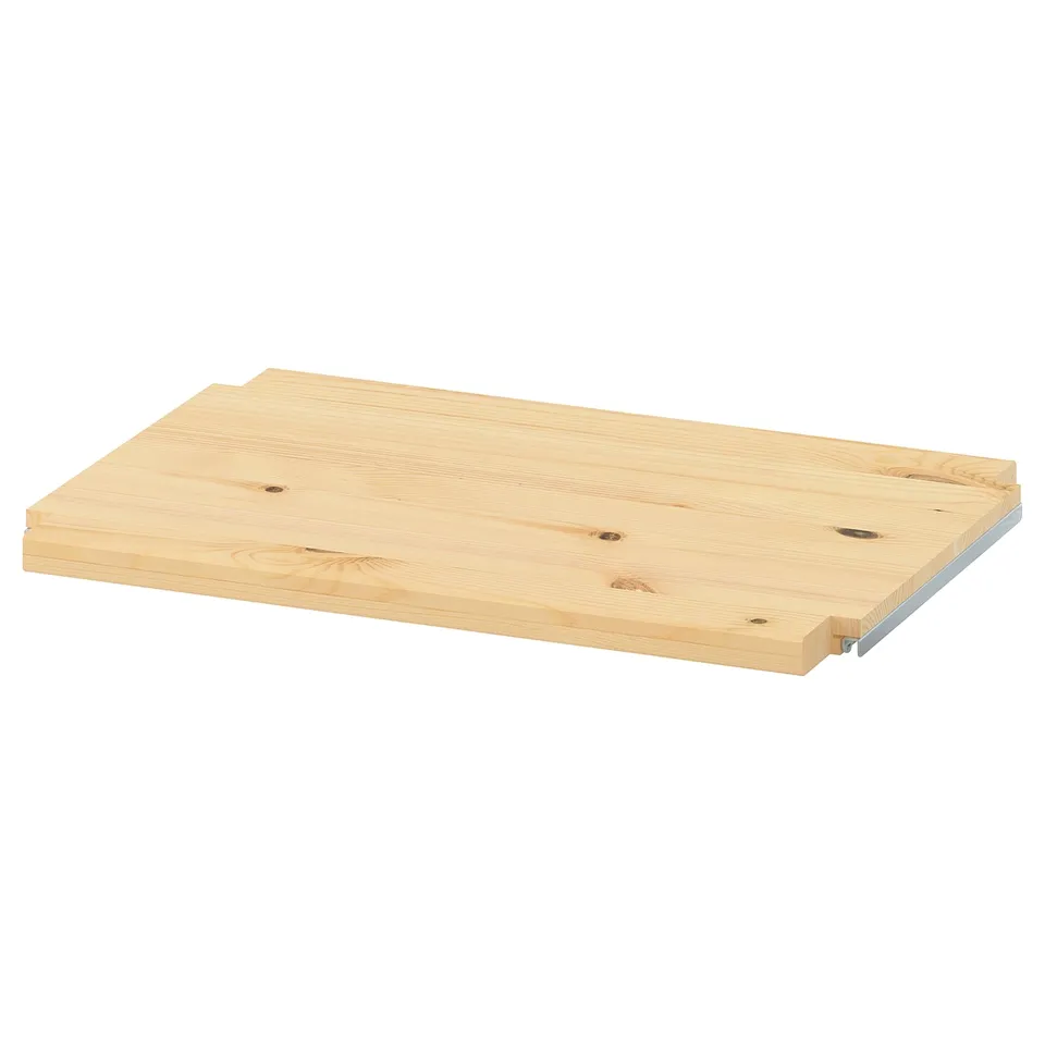 An IVAR wooden shelf, light brown, rectangular, simple design.