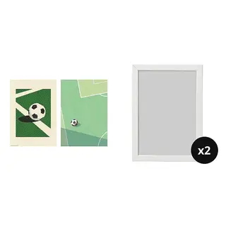 BILD/FISKBO set: frame x2, football match + white, Width 21 x Height 30 cm