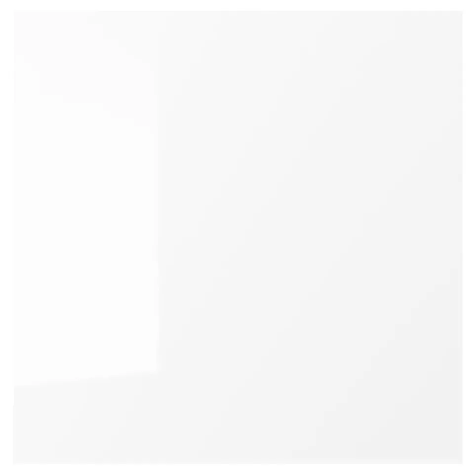 White, glossy RINGHULT kitchen cabinet. Modern design with sleek, straight lines.