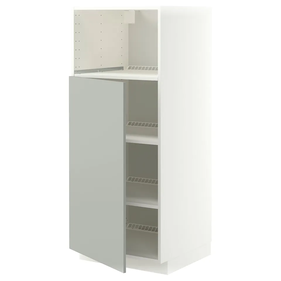 METOD High cabinet f built-in appliances, white/Havstorp light grey, 60x60x140 cm