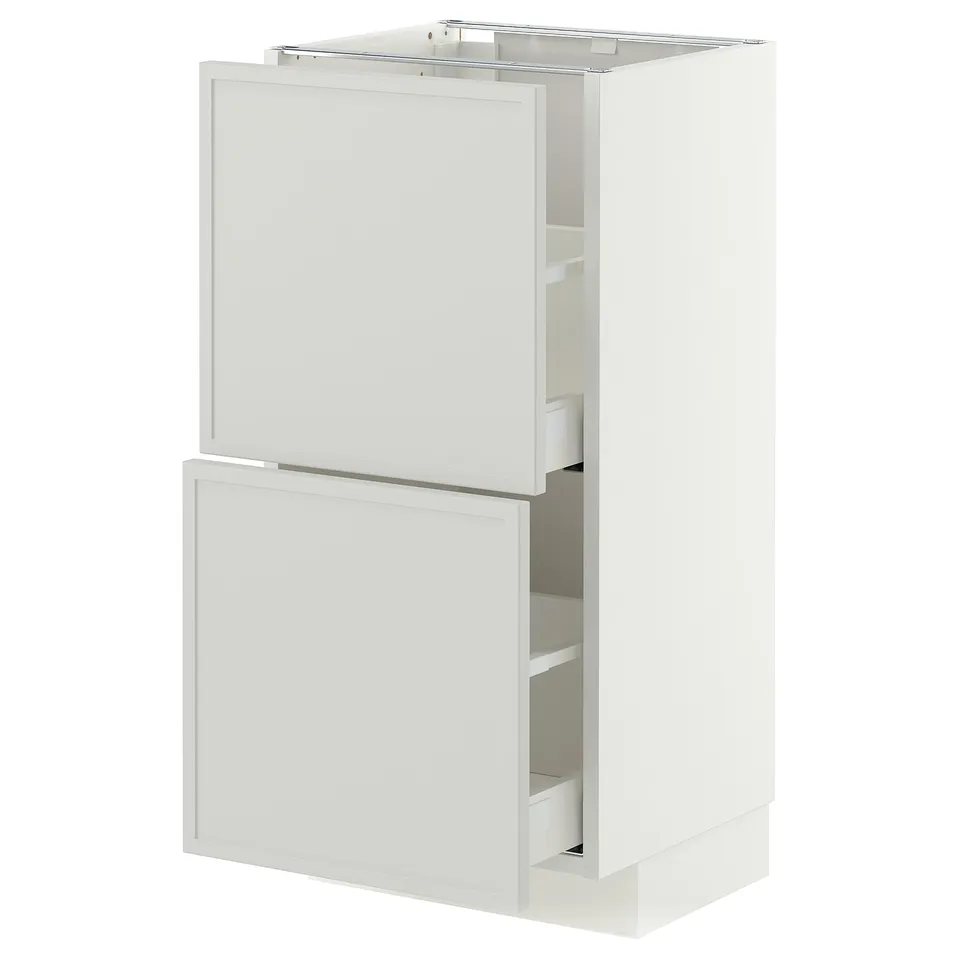 METOD / MAXIMERA Base cabinet with 2 drawers, white/Aspudden light grey, 40x37x80 cm