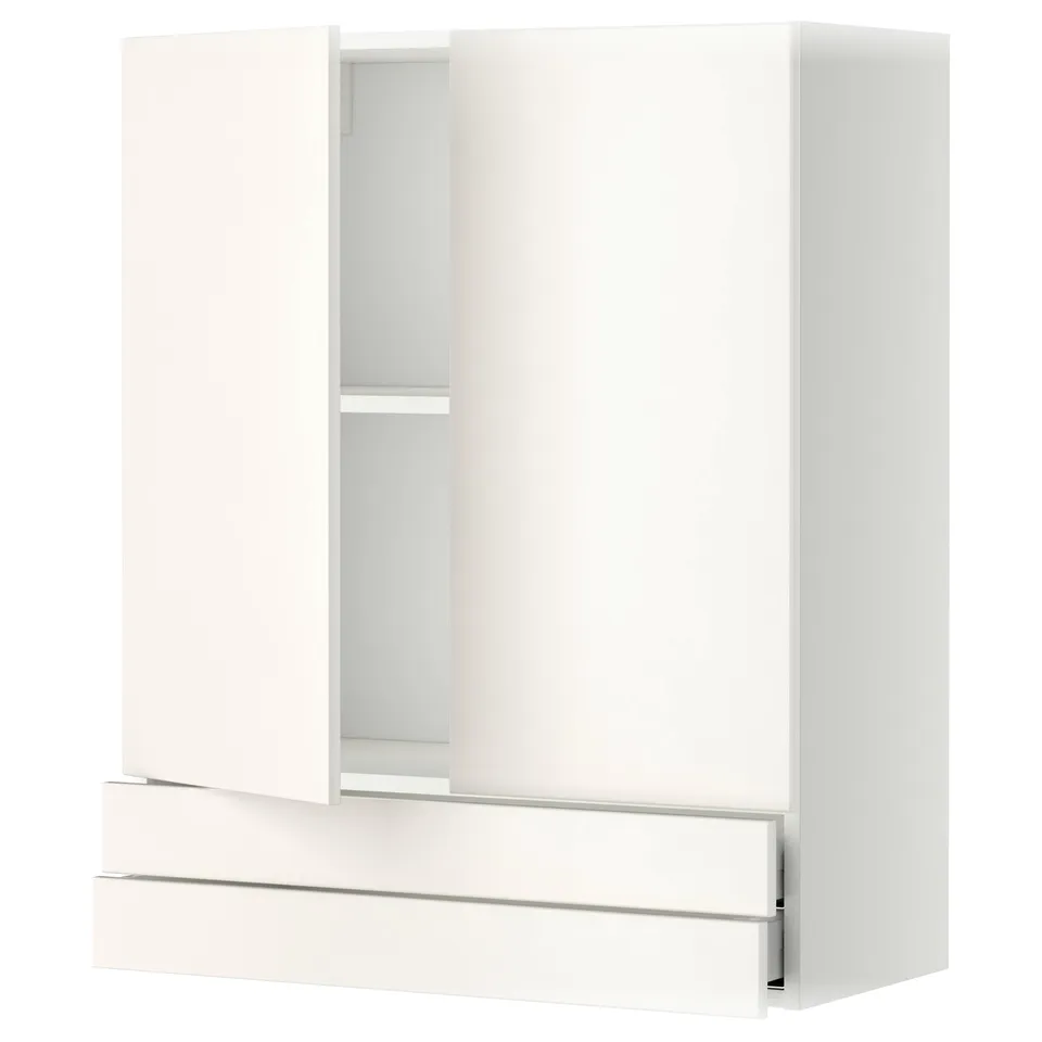 METOD wall cabinet, white, sleek design, two doors, adjustable shelf.