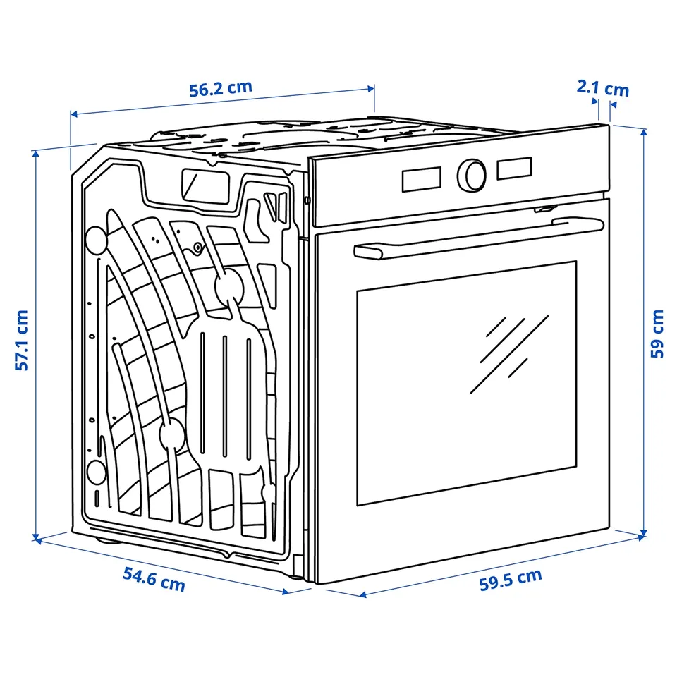 SPJUTBO True fan oven, added steam function Grill function/black IKEA 500