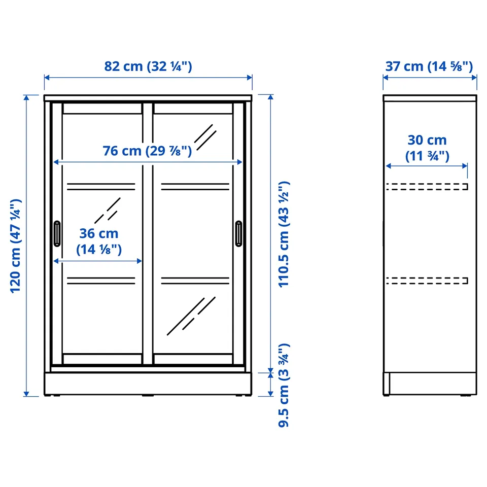 part: TONSTAD cabinet with sliding glass doors