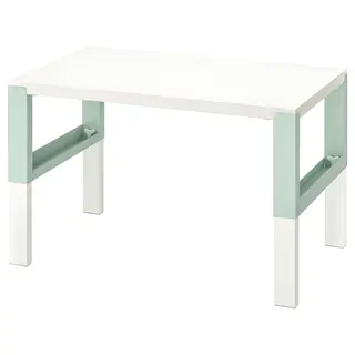 PÅHL desk, height adjustable white/light green, 96x58 cm