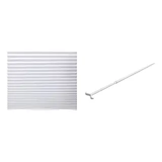 RIKTIG/SCHOTTIS set: pleated blind + draw rod, white + extendable, 90x190 cm