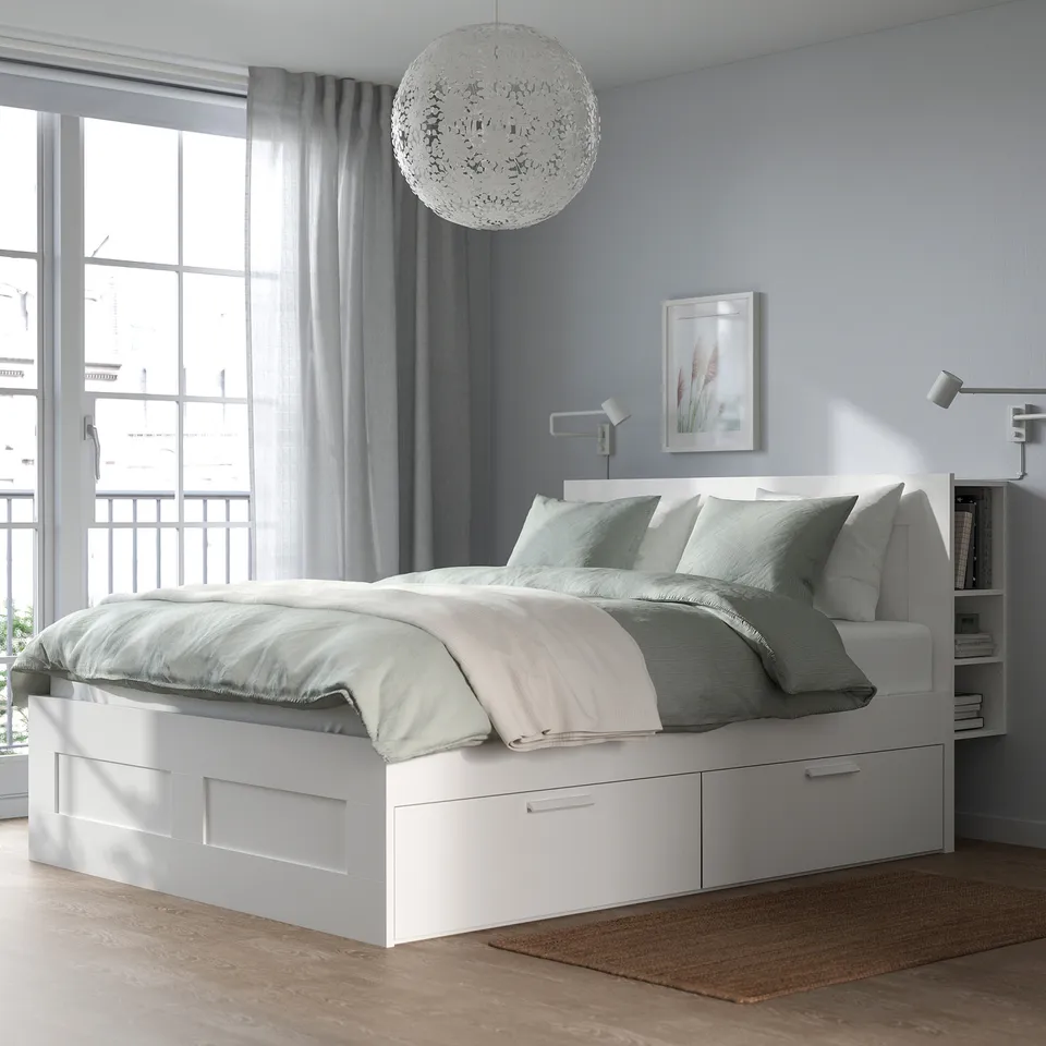 part: BRIMNES bed frame w storage and headboard