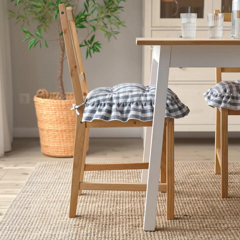 TJASSIE Chair pad, blue white/check pattern, 40x39x7 cm