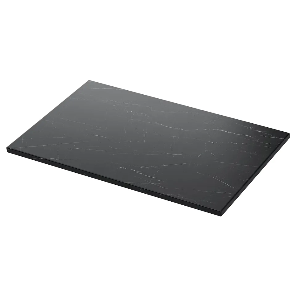 Black TOLKEN countertop, marble effect, rectangular, sleek edge.
