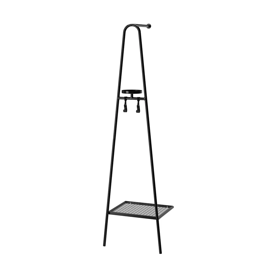 ÄLGANÄS black metal coat rack & shoe shelf, slim, playful design, sturdy storage for hallways.