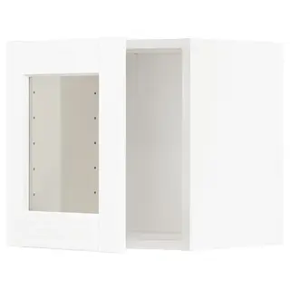 METOD wall cabinet with glass door, white Enköping/white wood effect, 40x37x40 cm