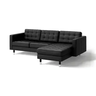 LANDSKRONA 3-seat sofa, with chaise longue/Grann/Bomstad black/metal, Width 240 x Depth 89 cm
