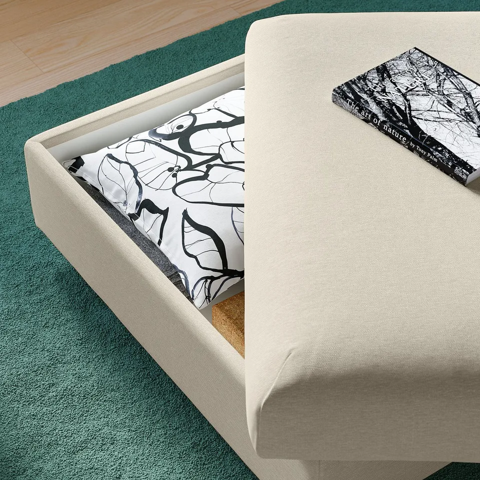 VIMLE Footstool with storage, Knäbäck light beige