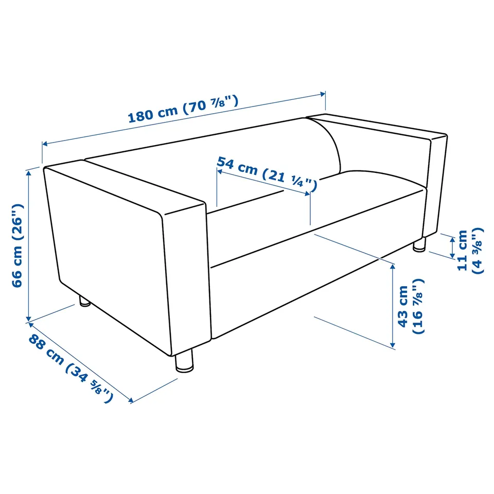 Illustration with measurements for the product: KLIPPAN.