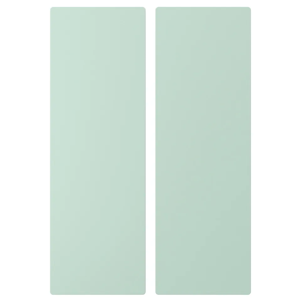 Green rectangular doors, soft pastel with rounded corners, wooden core, part of SMÅSTAD storage.