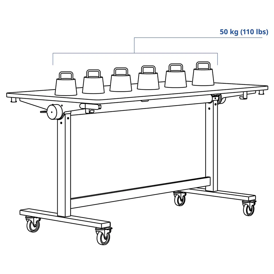 MITTZON Foldable table with castors, green, 140x70 cm