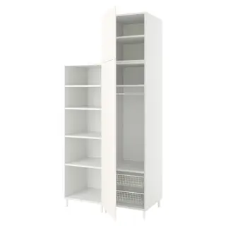 PLATSA wardrobe with 2 doors, white/Fonnes white, Width 120 x Depth 57 x Height 251 cm