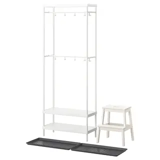 MACKAPÄR / BAGGMUCK hallway furniture, set of 4, white/grey, 78x32x200 cm