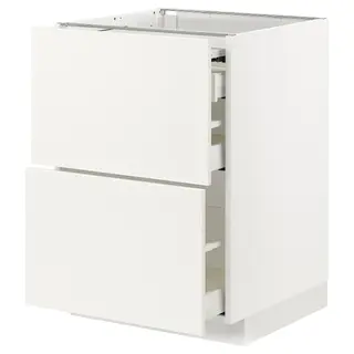 METOD / MAXIMERA bc w pull-out work surface/3drw, white/Veddinge white, 60x60x80 cm