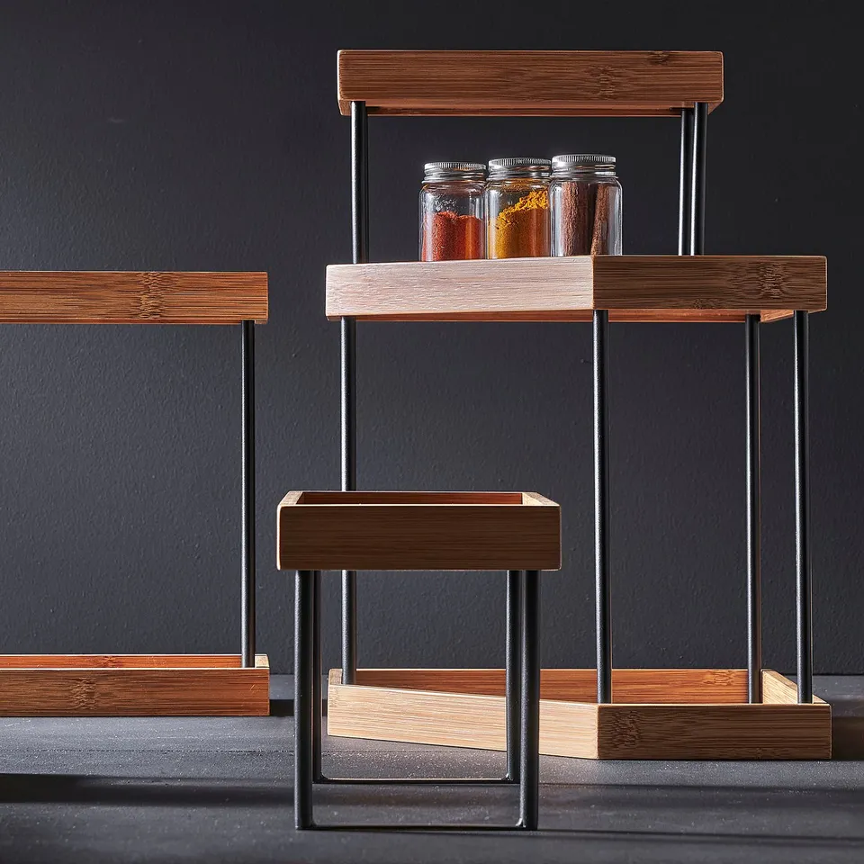 NÅLBLECKA Kitchen countertop organiser, metal/bamboo, 23x13x15 cm
