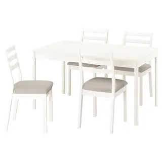 TONSTAD / TONSTAD table and 4 chairs, off-white/off-white Fridtuna light beige, 140/196x85 cm