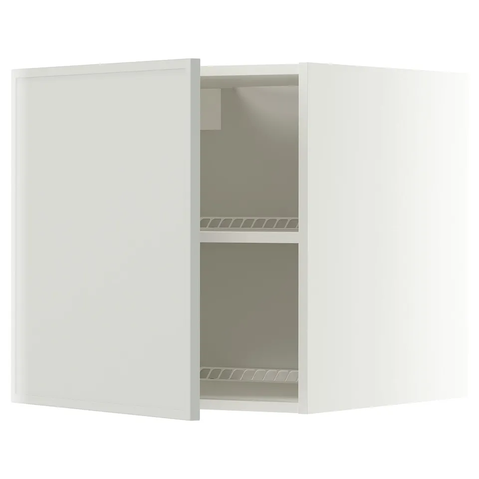 METOD Top cabinet for fridge/freezer, white/Aspudden light grey, 60x60 cm