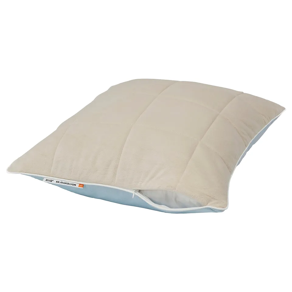 KEJSAROLVON pillow protector, beige side visible, rectangular shape, with zip, soft fabric.