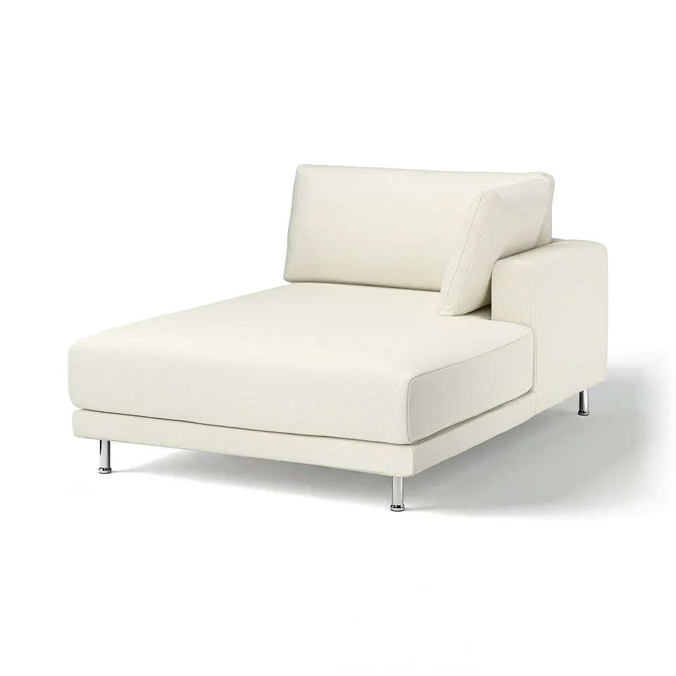 An UPPÅKRA sofa in white, featuring a modern design with a bouclé fabric cover, offering comfort and style.