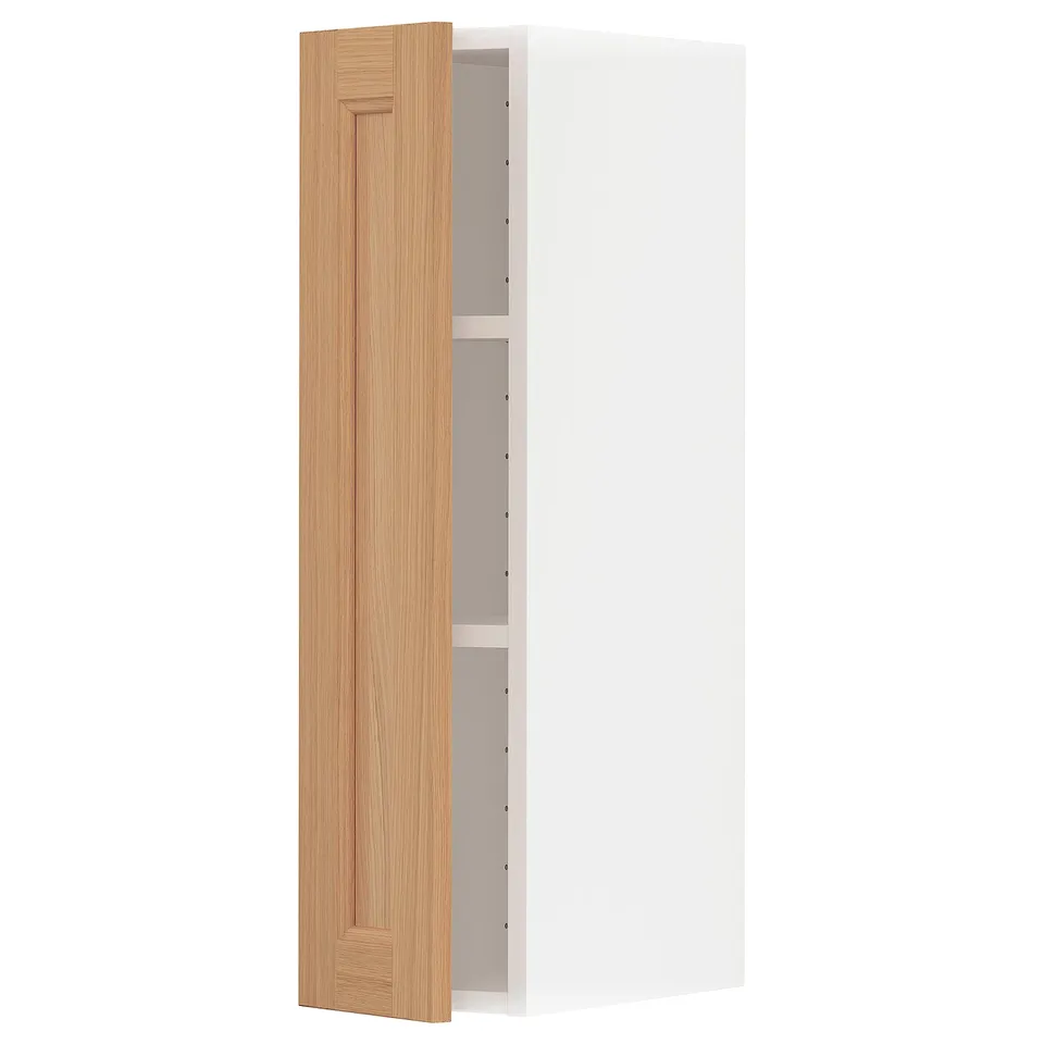 METOD kitchen cabinet - tall, oak & white, sleek design, sturdy frame.