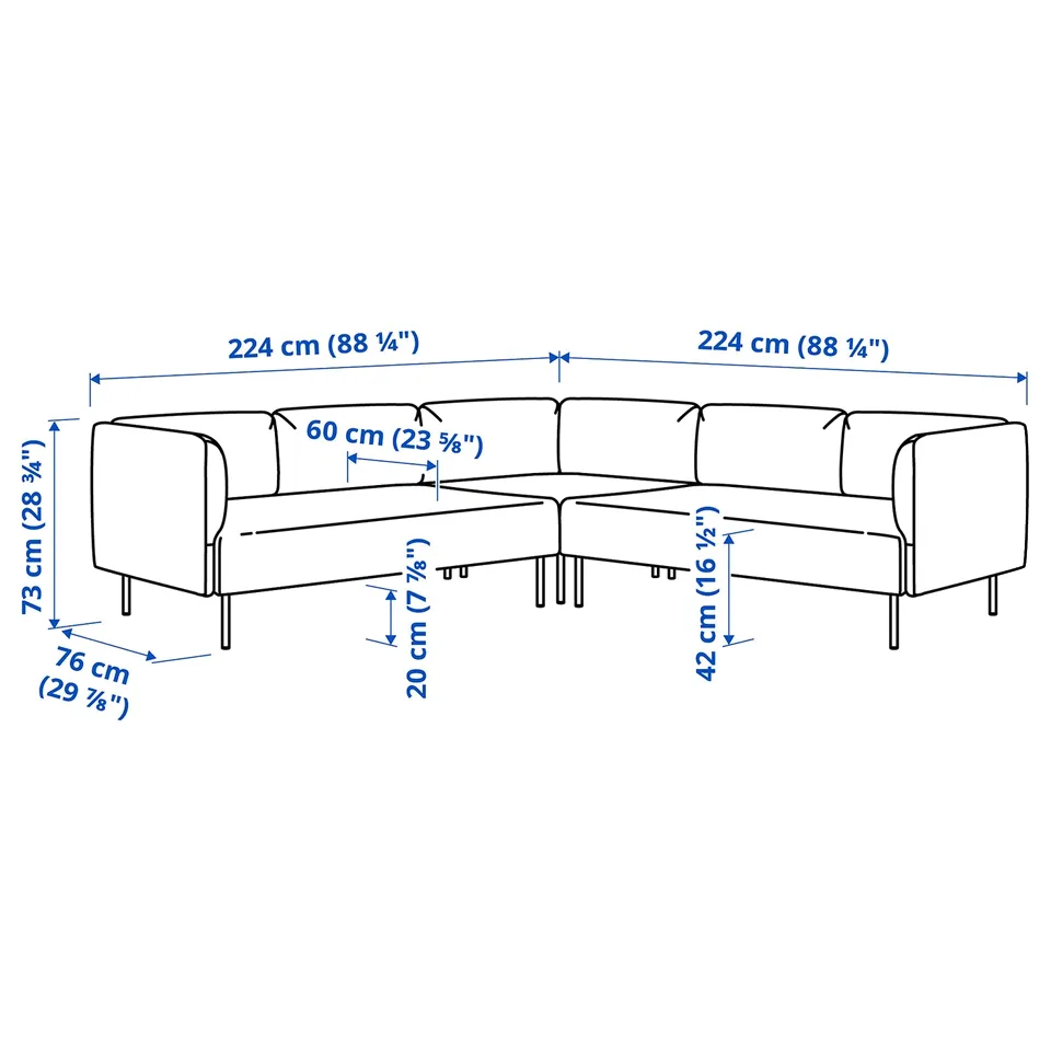 Illustration with measurements for the product: LILLEHEM.