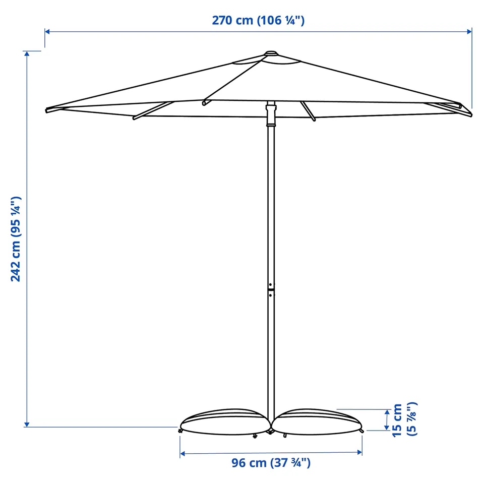 Illustration with measurements for the product: HÖGÖN.