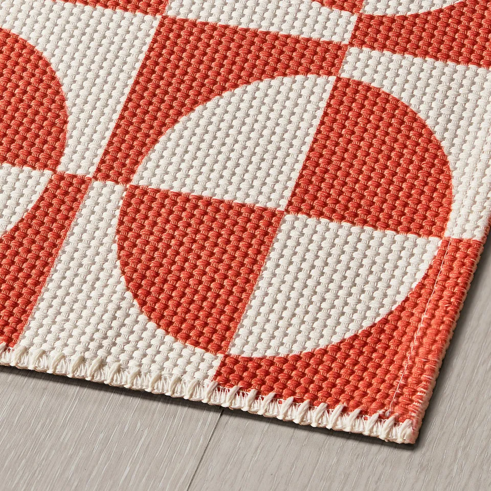 PUBLIKVÄRD Rug, flatwoven, orange/circle pattern, 80x150 cm