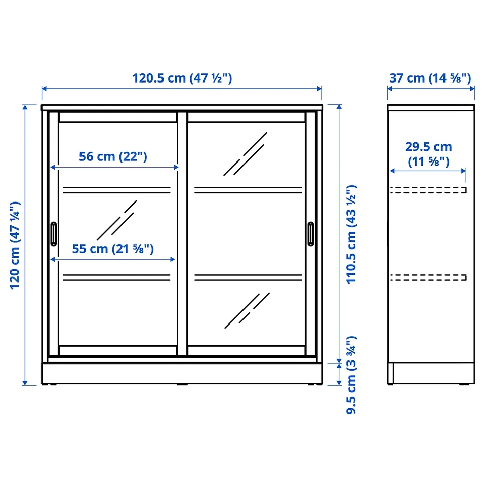 part: TONSTAD cabinet with sliding glass doors