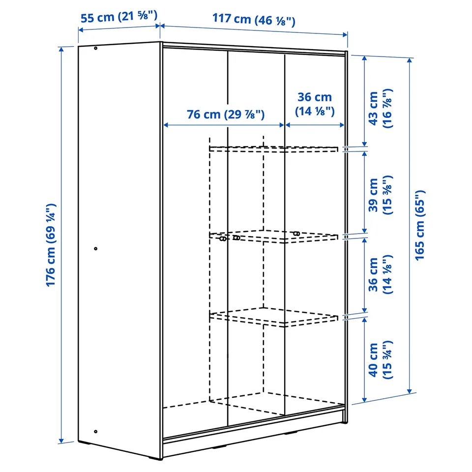 part: KLEPPSTAD wardrobe with 3 doors