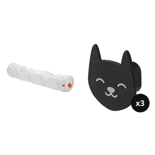 UTSÅDD set: play tunnel for cat + hook x3, white/orange + cat, Length 128 cm