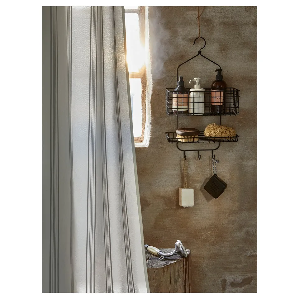 BLECKSJÖN Shower hanger, two tiers, black, 31x56 cm
