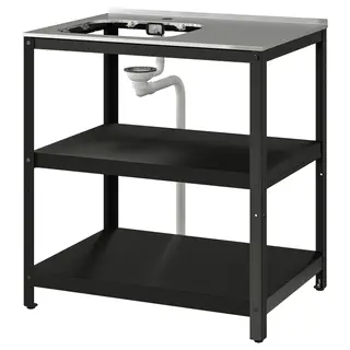 GRILLSKÄR unit for sink, black/stainless steel outdoor, 86x61 cm
