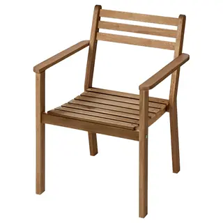 ASKHOLMEN chair with armrests, outdoor, dark brown, Width 59 x Depth 56 x Height 82 cm