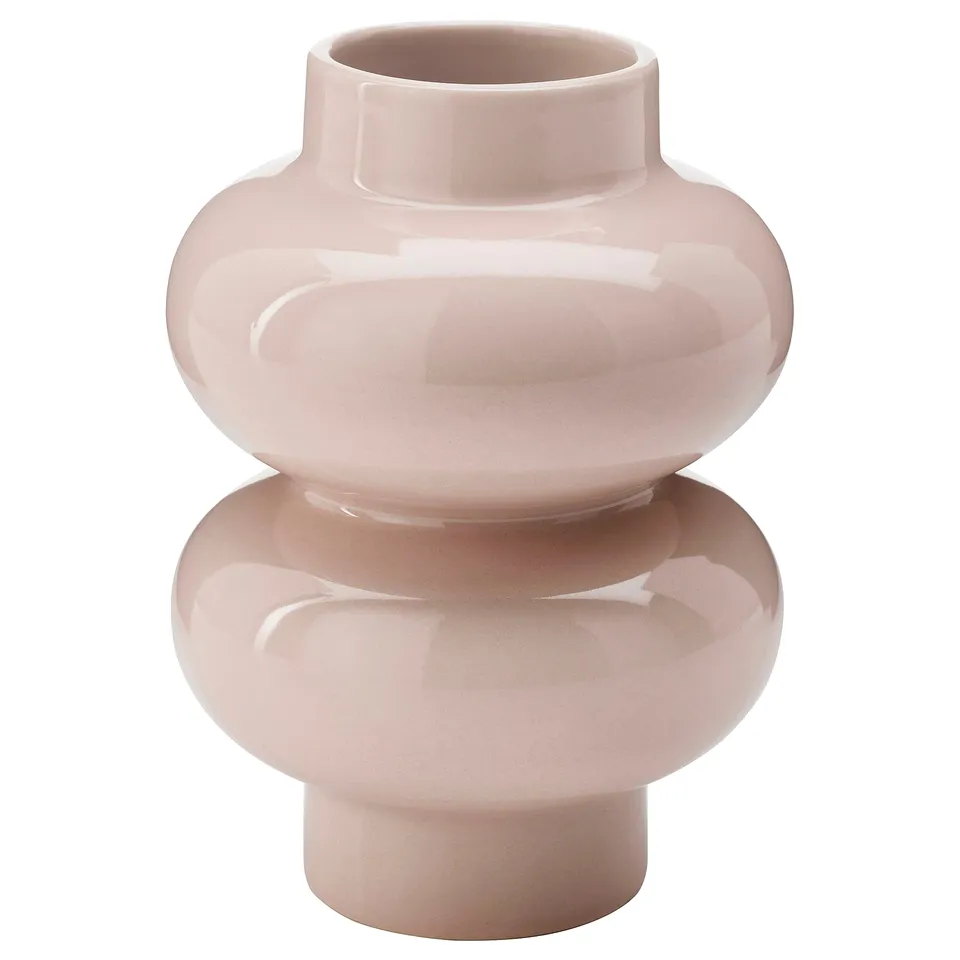 PÄRLHÄGG Vase, light pink, 14 cm