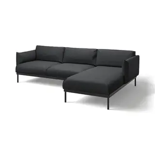 ÄPPLARYD 3-seat sofa with chaise longue, Gunnared black/grey