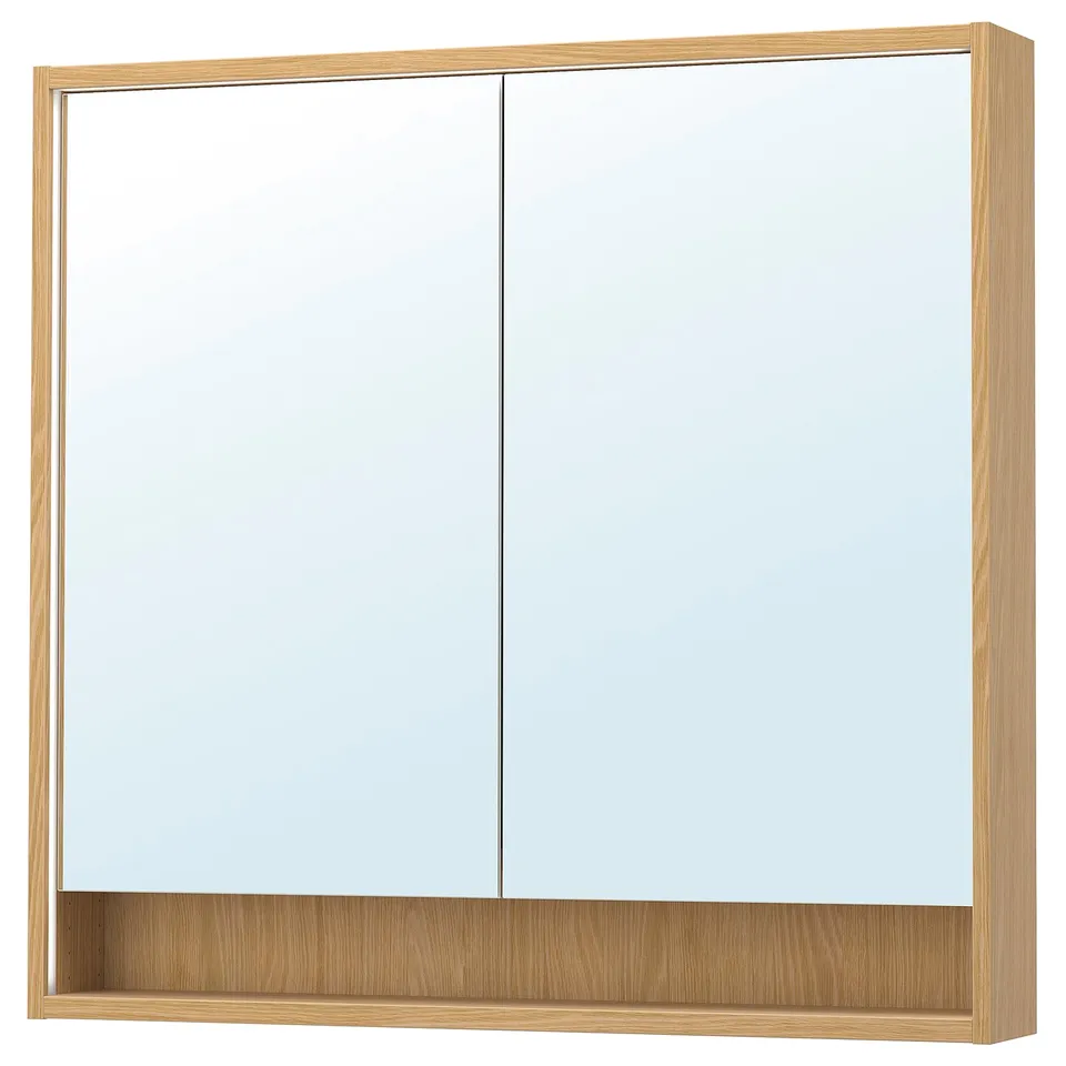 part: FAXÄLVEN mirror cabinet w built-in lighting