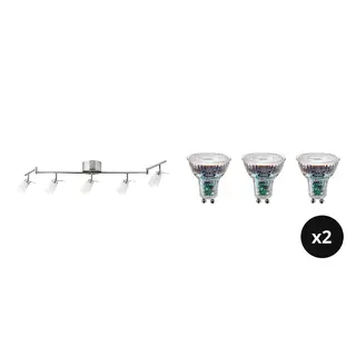 SOLHETTA/TIDIG set: ceiling spotlight with 5 spots + LED bulb GU10 230 lumen x2, nickel-plated, Length 133 x Height 22 cm